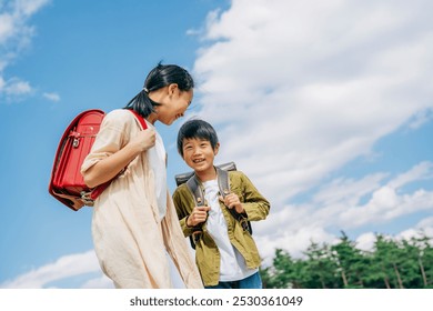 Sky and elementary school students