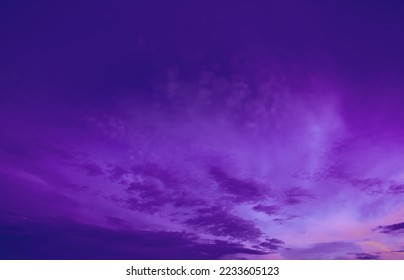 Sky And Fluffy Clouds. Cloudscape Background. Bright Dramatic Cloud Sky In Dark Magenta Colours. Amazing Colorful Pink Clouds. Unusual Abstract Toned Sky Background. Soft Pink, Purple Colors Sunset.