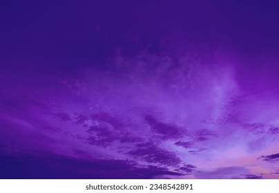 Sky And Fluffy Clouds. Cloudscape Background. Bright Dramatic Cloud Sky In Dark Magenta Colours. Amazing Colorful Pink Clouds. Unusual Abstract Toned Sky Background. Soft Pink, Purple Colors Sunset.