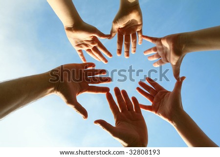 Similar – Image, Stock Photo limbs Hand Clouds