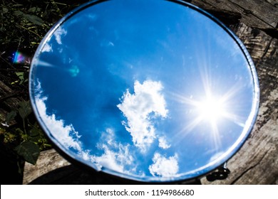 Sky in the mirror.