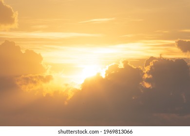 sky Natural colors Evening sky Shine new day for Heaven, The light from heaven from the sky is a mystery, In the twilight golden atmosphere,World Environment Day,World environment day concept: 2023
