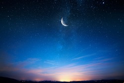 Sky Night Stars And Moon, Islamic Night, Sunset Wallpaper