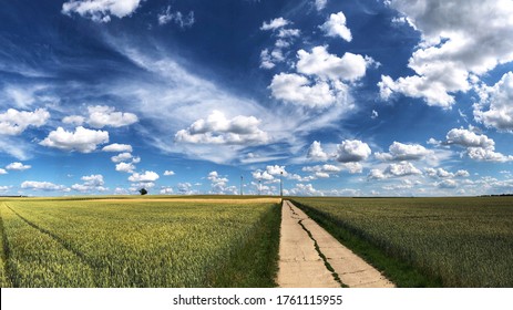 Sky Over Fields In Rhenish Hesse, Near Mainz, Germany