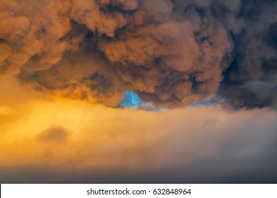 Sky overcast with thundercloud at sunset doom's day background.