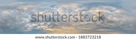sky panorama with clouds without ground, for easy use in 3D graphics and panorama for composits in aerial and ground spherical panoramas as a sky dome