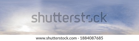 sky panorama with clouds without ground, for easy use in 3D graphics and panorama for composits in aerial and ground spherical panoramas as a sky dome