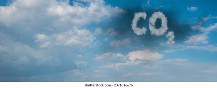 The sky is polluted with CO2. CO2 clouds. Carbon capture technology - a strategy for the development of net CO2 emissions