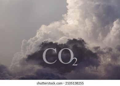 The sky is polluted with CO2. Clouds. Carbon capture technology