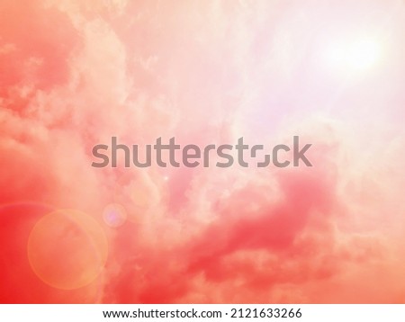 The sky is reddish-orange when the sun is shining. Gradient. Sky texture. Abstract nature background. 