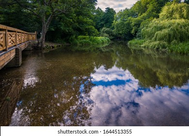 The Sky Reflects In The River Gade In Watford's Cassiobury Park.