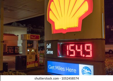 Sky rocketing gas prices in Vancouver and the Lower Mainland British Columbia Canada. March 22nd 2018