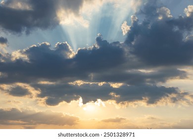 Sky sunset behind the clouds