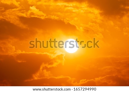 Sky sunset of sunshine and cloud, bright twilight background. Everything lies above surface atmosphere outer space is sky. Cloud is aerosol comprising visible mass  liquid, for creative design graphic