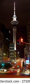 Sky Tower At Night, Auckland, New Zealand