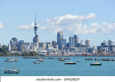 Sky tower in a sunny day, North Island, New Zealand