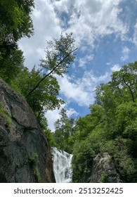 Sky with trees and waterfall