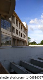 Sky View from the inside of a building.