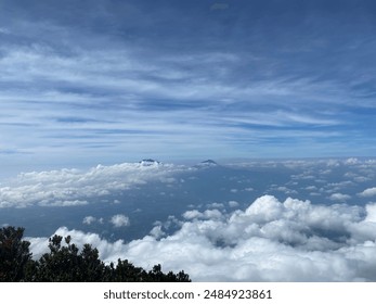 Sky view with mountains and clouds