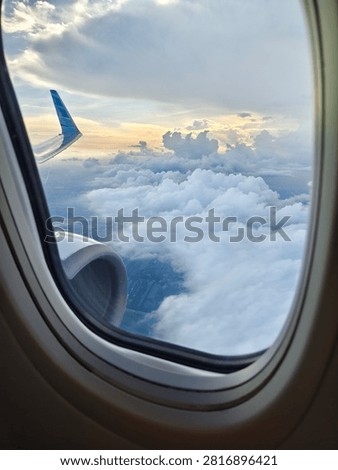 Sky view from the plane window by Garuda Indonesia, a flag carrier airline of Indonesia. 