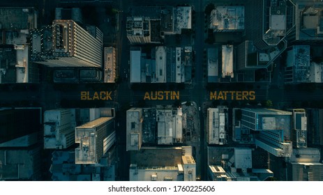 Sky view of a protest in Austin