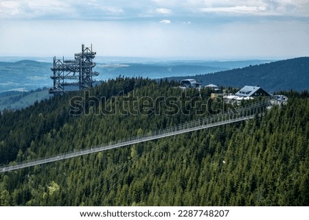 Sky Walk, Sky Bridge - Dolní Morava, Czech Republic - mountains panorama, blue sky green trees