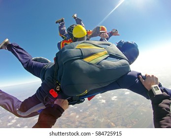 Skydive Student With Instructors Pov. Filtered Effect.