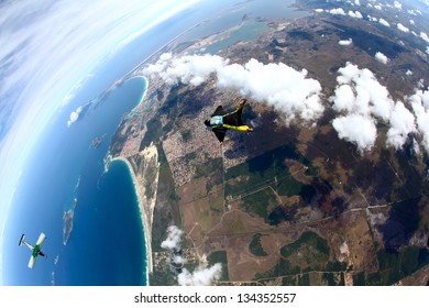 Skydive Wing Suit And Airplane Diving