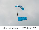 skydiver with the flag of the European Union