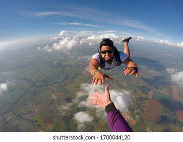 Skydiver Hand Shake Point Of View