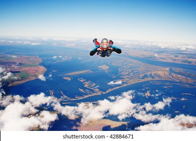 Skydiver. Parachuting is fun!