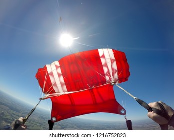 Skydiver Point Of View Red Parachute