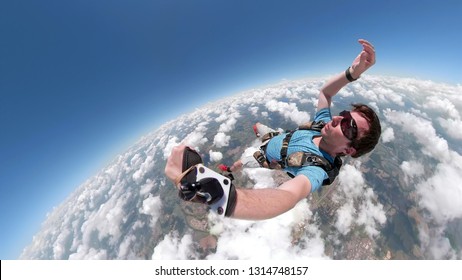 Skydiver Selfie With A Fish Eye Lens