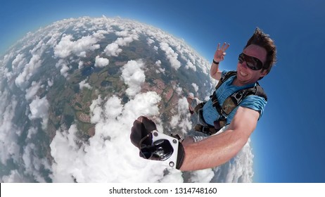 Skydiver Selfie With A Fish Eye Lens