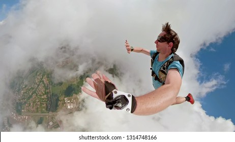 Skydiver Selfie With A Fish Eye Lens