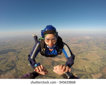 Skydiving Brave Woman