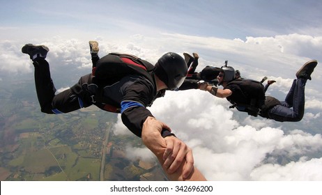 Skydiving Friends Having Fun