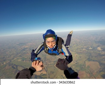 Skydiving Holding Hands