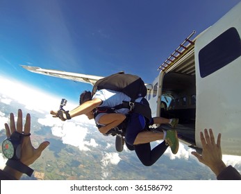 Skydiving Jumping From The Plane Point Of View