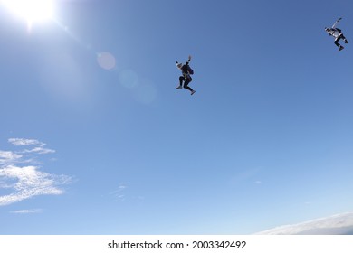 SKydiving. Skydivers are having fun in the sky.