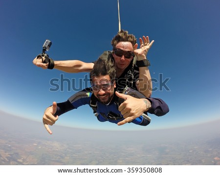 Skydiving tandem exhilaration