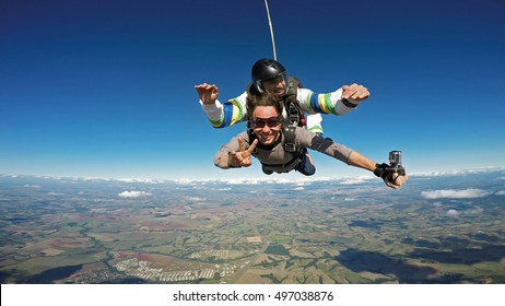 Skydiving Tandem Friends Smiling