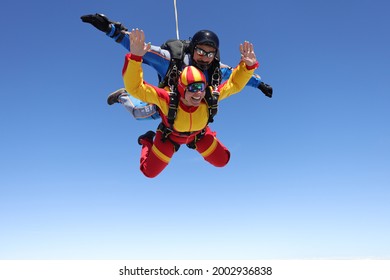 Skydiving. Tandem jump. An amazing adventure into the sky.