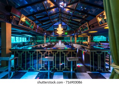 Skylight Above Bar Counter In Caffe Bar Interior