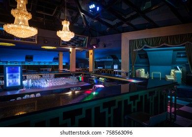 Skylight And Chandeliers In Lounge Bar Interior