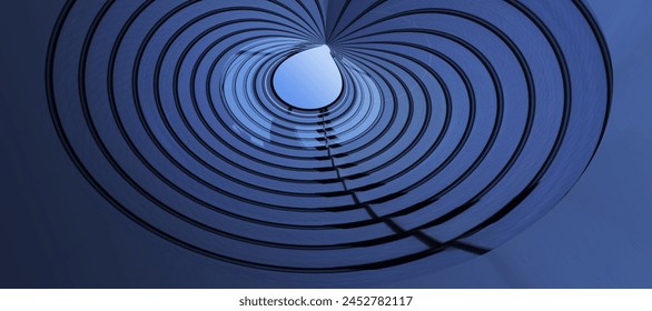 Skylight. Curved wall. Abstract modern architecture. Close-up of interior. Round structure of ceiling and roof. Minimal futuristic office background. Irregular geometric pattern of concentric curves. - Powered by Shutterstock