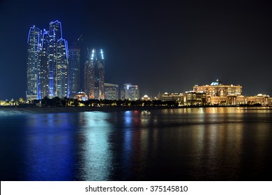 Skyline Of Abu Dhabi At Night, UAE