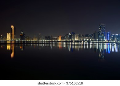 Skyline Of Abu Dhabi At Night, UAE