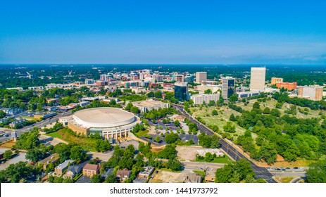 Skyline Aerial of Downtown Greenville South Carolina.