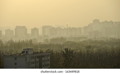 Skyline And Air Pollution In Beijing City - China